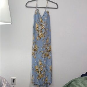 Reformation Floral Blue and Gold Maxi Dress